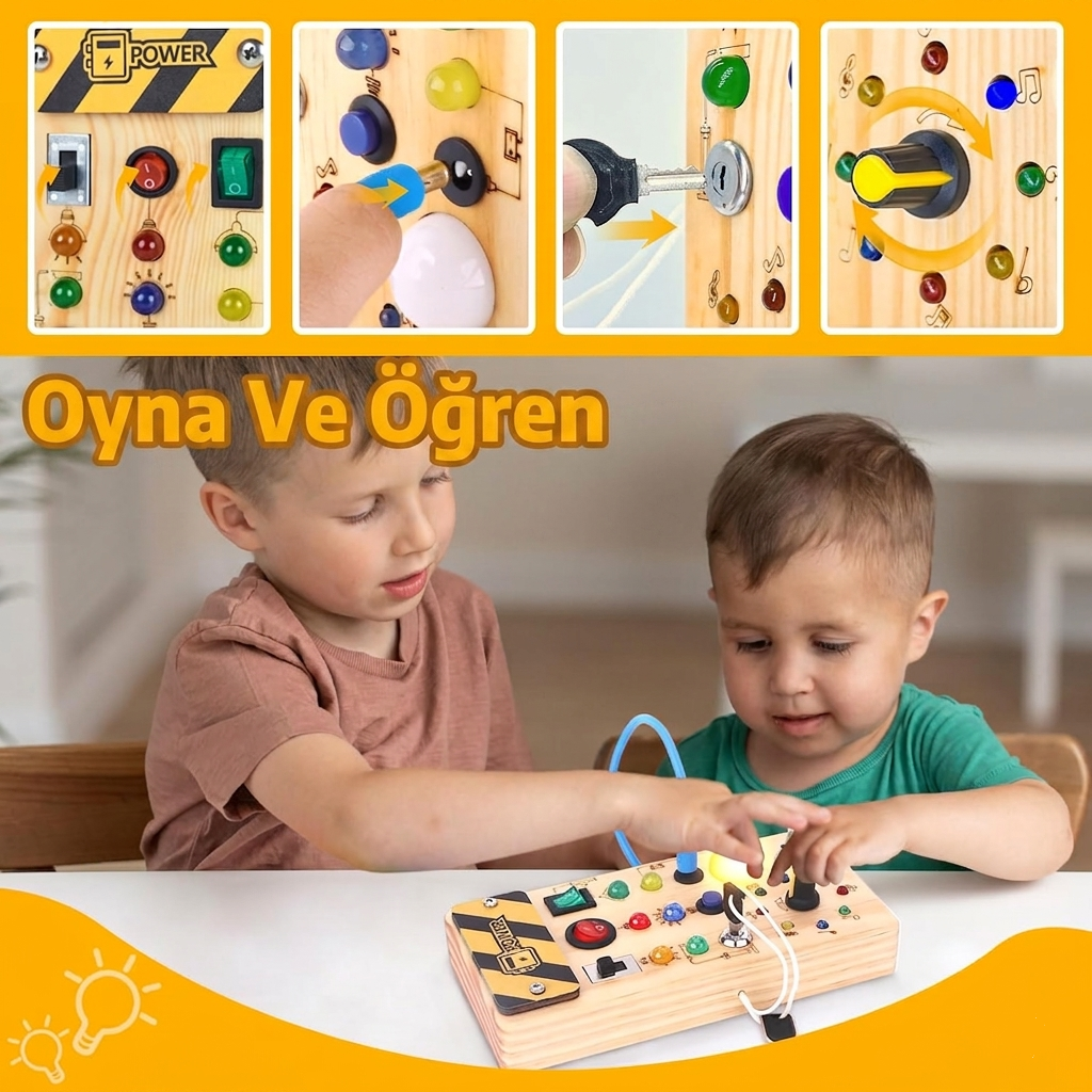 Rovelno Keşif Paneli™ | Montessori İlhamlı Duyu ve Aktivite Tahtası