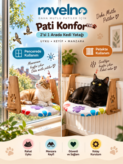 Rovelno Pati Konfor™ | 2’si 1 Arada Kedi Yatağı